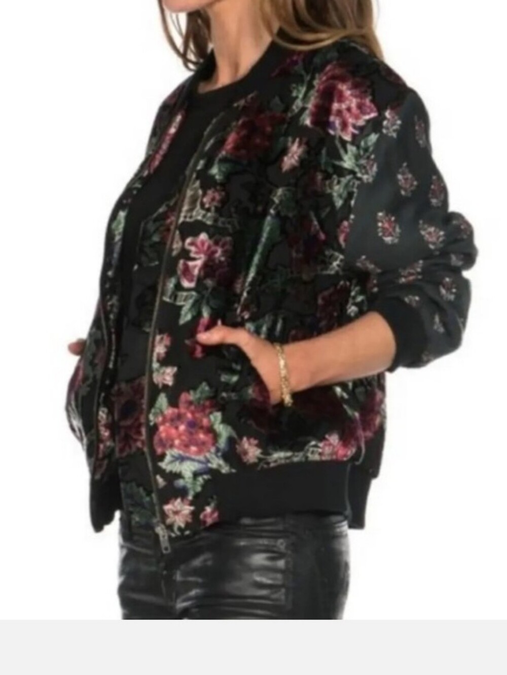 NWOT Feathers by Tolani bomber jacket sz L